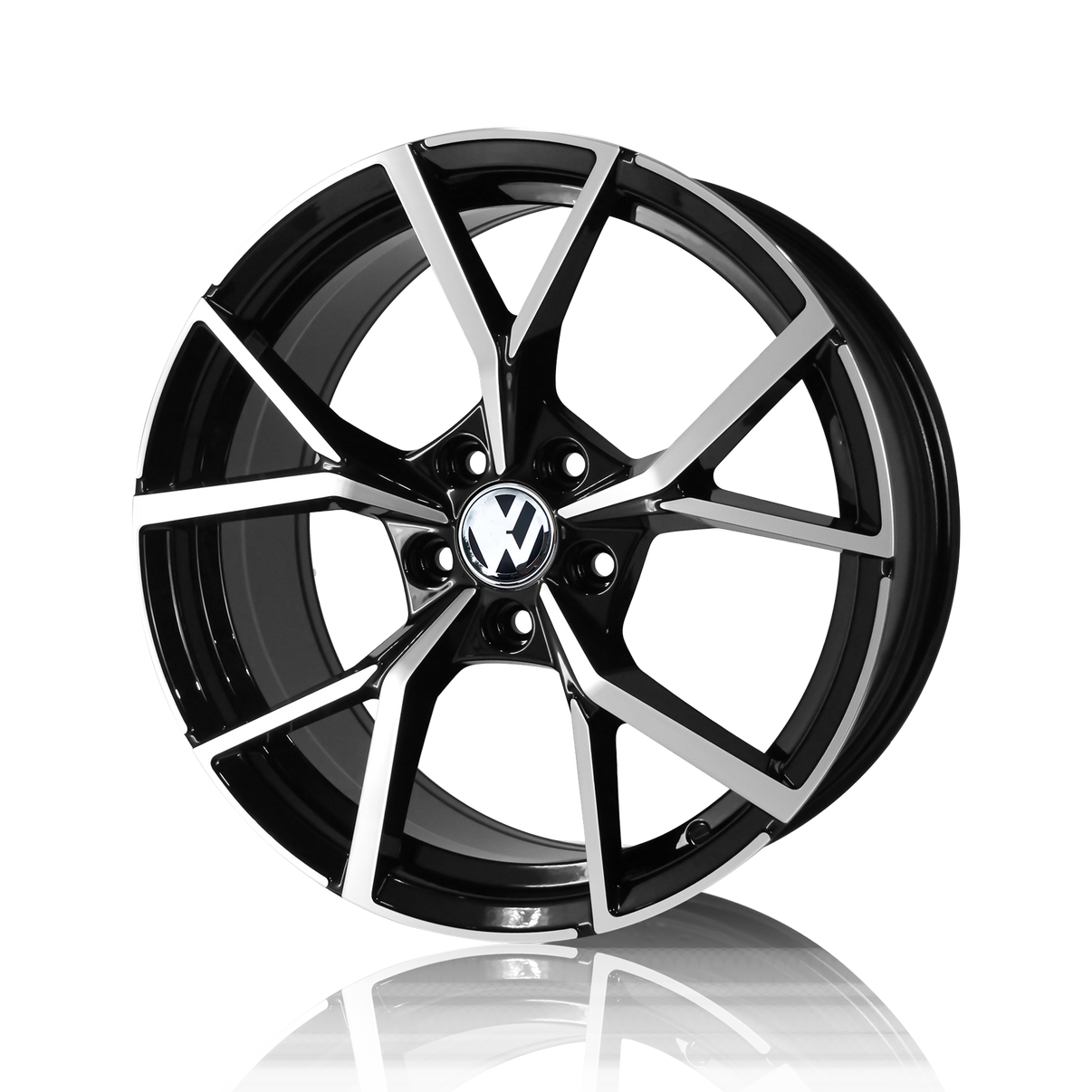 VW 19 inch Reproduction Wheels Gloss Black  Machined Face AV108