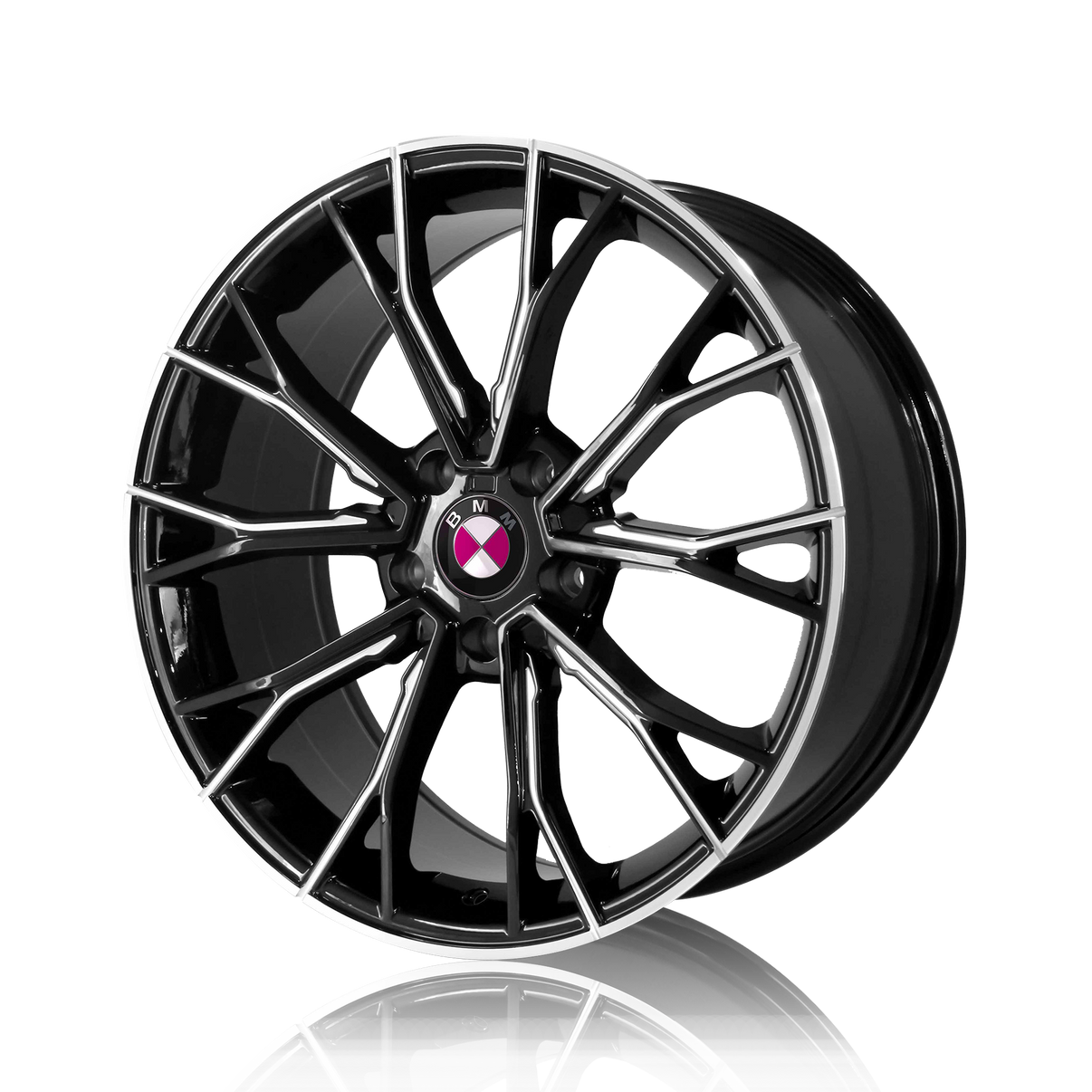 BMW 19 inch Reproduction Wheels Gloss Black  Machined Lip BM355