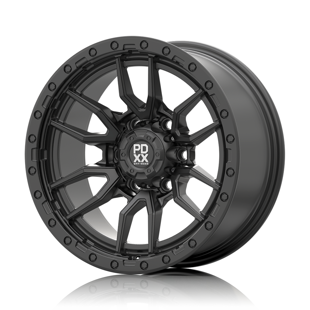 PDXX 17 inch Offroad 4X4 Wheels Full Satin Black BUSH