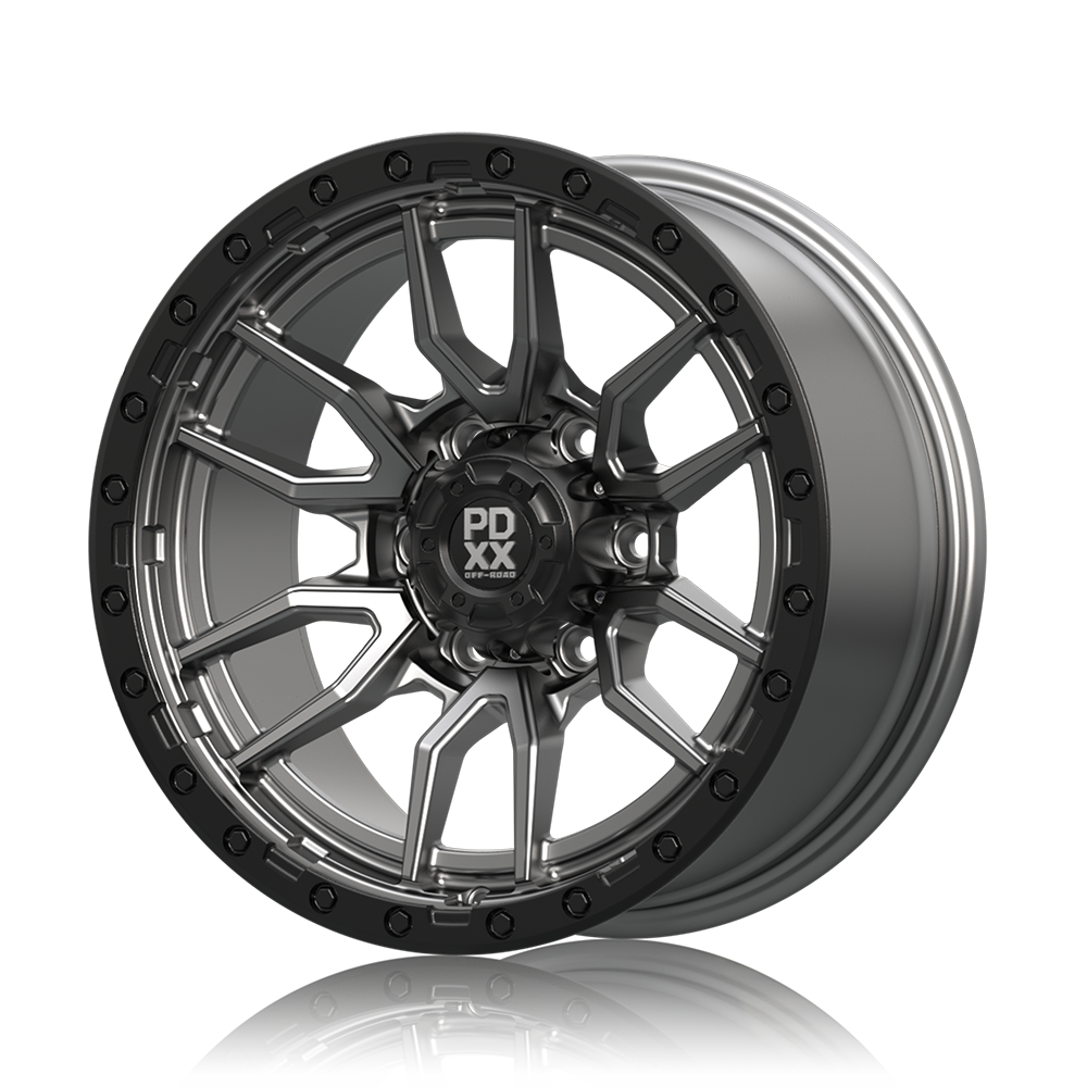 PDXX 17 inch Offroad 4X4 Wheels Satin Gunmetal W/Black Ring BUSH