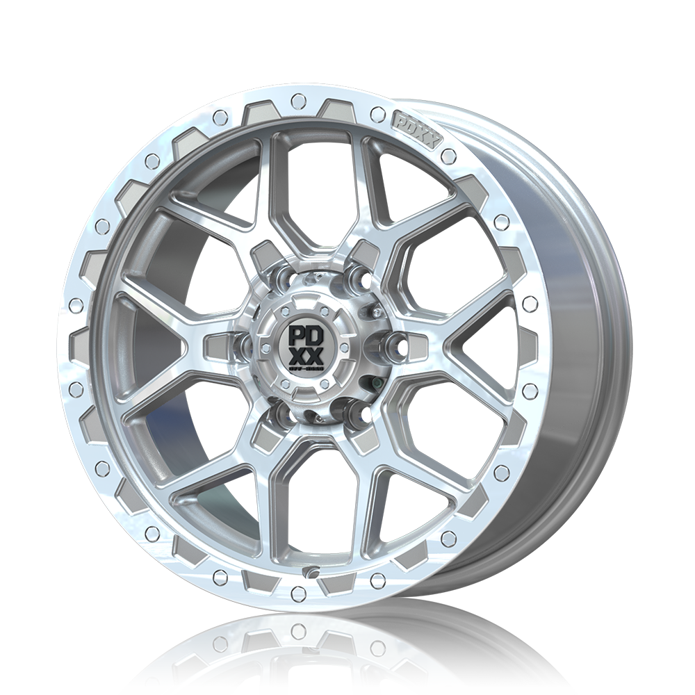 PDXX 17 inch Offroad 4X4 Wheels Silver W/ Machined Ring ROCK ...
