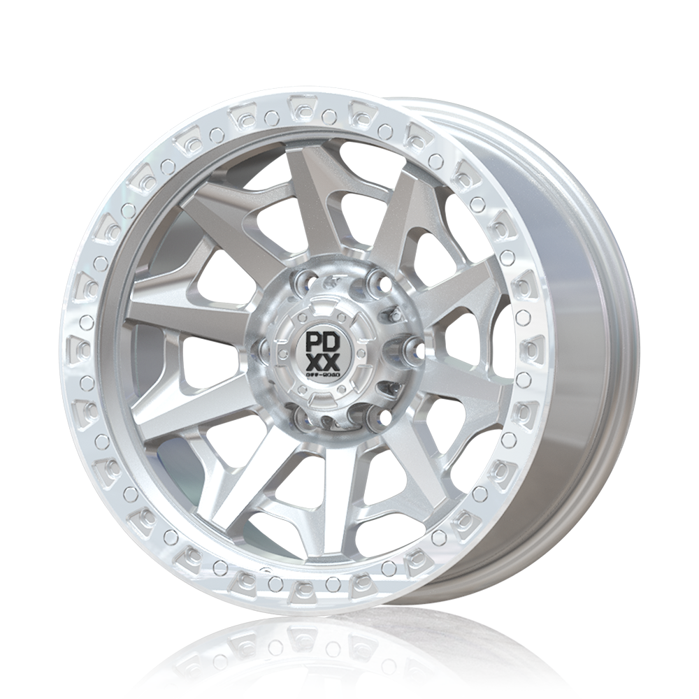 PDXX 17 inch Offroad 4X4 Wheels Silver w/ Machined Ring VIKING