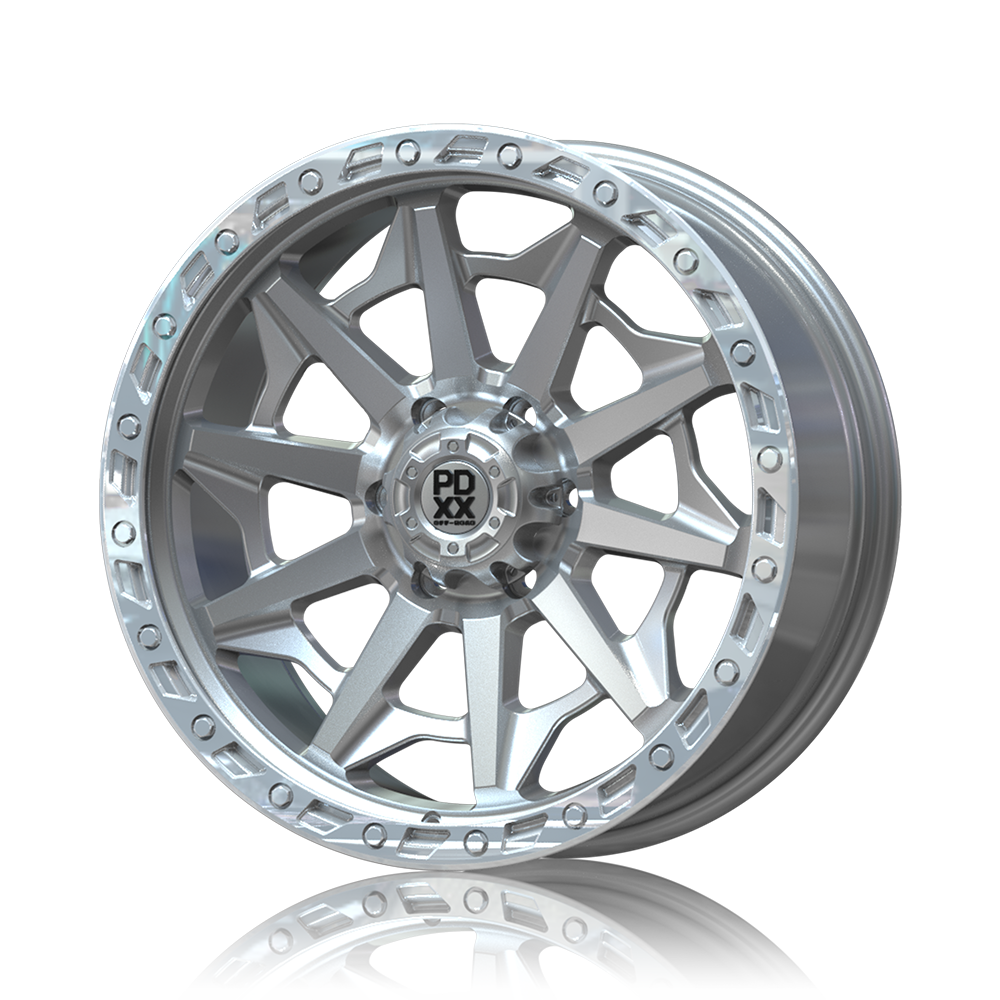 PDXX 20 inch Offroad 4X4 Wheels Silver w/ Machined Ring VIKING