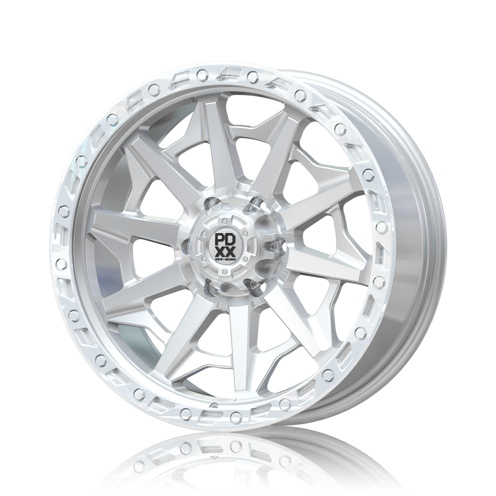 PDXX 20 inch Offroad 4X4 Wheels Silver w/ Machined Ring VIKING