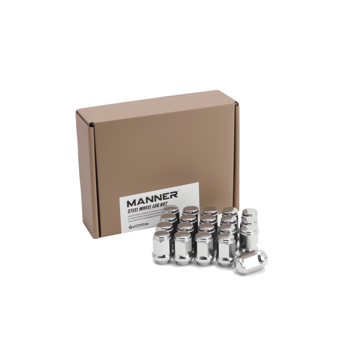 Acorn Lug Nuts 1/2", 19mm Hex, Length 35mm, Steel, Chrome - 20 Pcs Pack