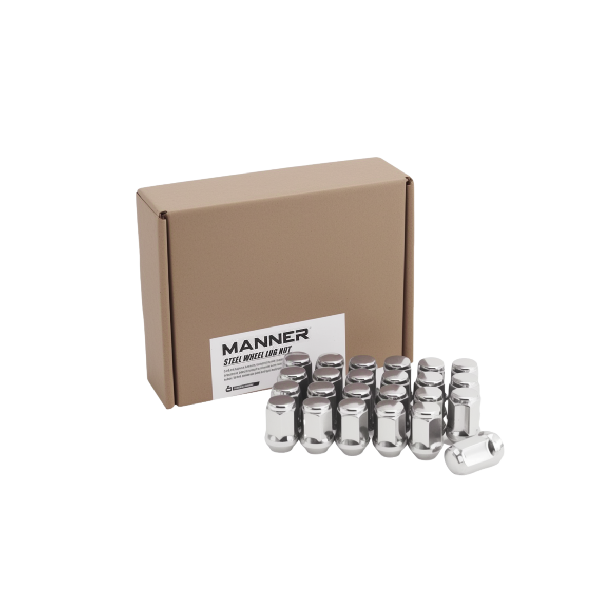 Acorn Lug Nuts 12x1.5 , 19mm Hex, Steel, Chrome - 24 Pcs Pack